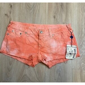 True‎ Religion  Cutoff High Coral Shorts Women's Size 34 Y2K NWT Low Rise